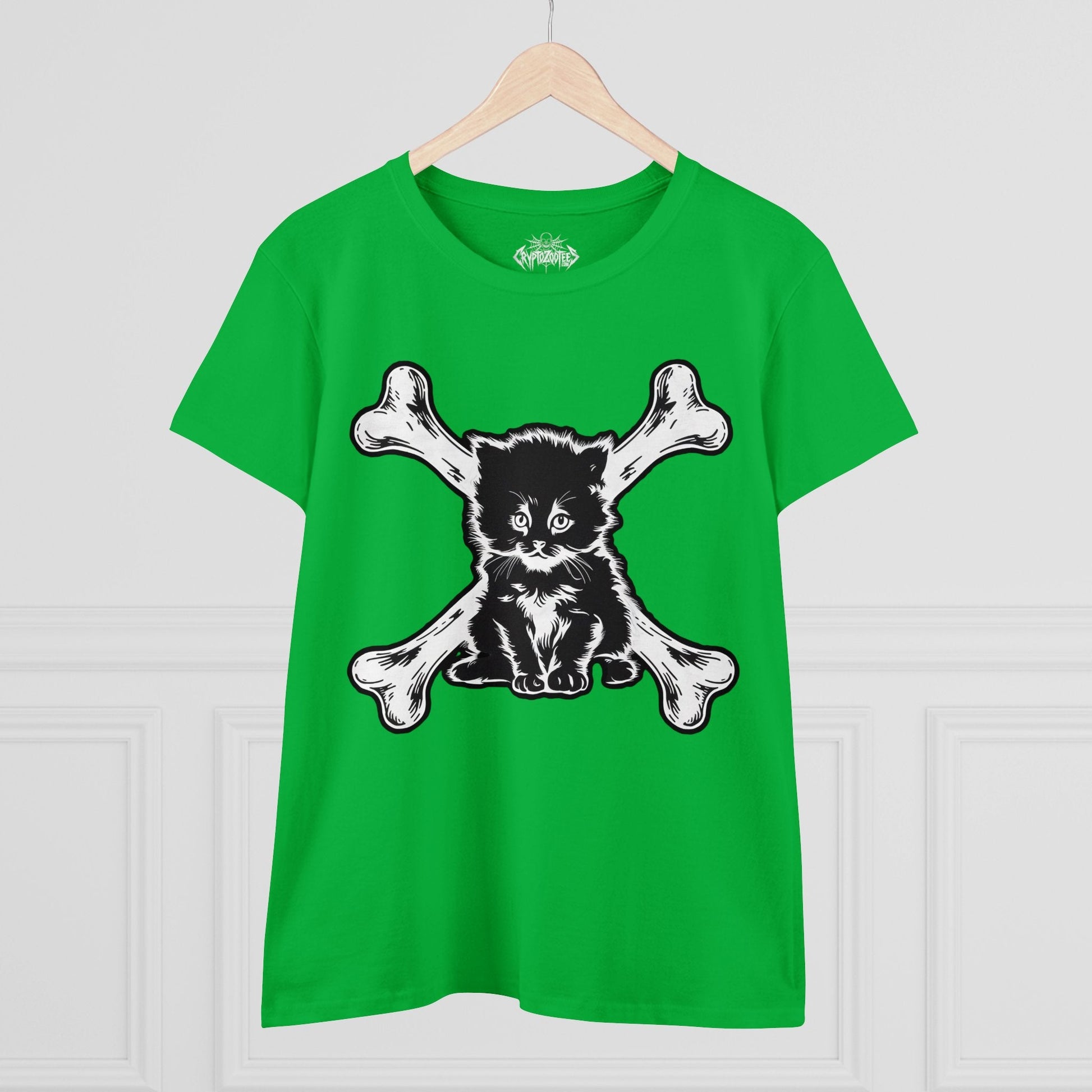 T-Shirt - cat and crossbones Ladies T-Shirt | Ladies Tee | Paranormal, Halloween, Spiritual | Goth, Gothic from Crypto Zoo Tees