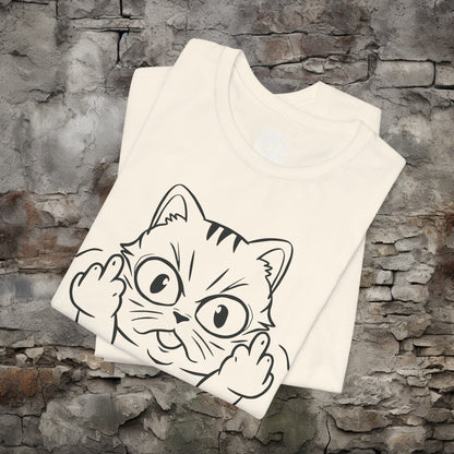 T - Shirt - Cat Middle Finger Flip Off Kitten | Animal | Bella + Canvas Unisex T - shirt from Crypto Zoo Tees