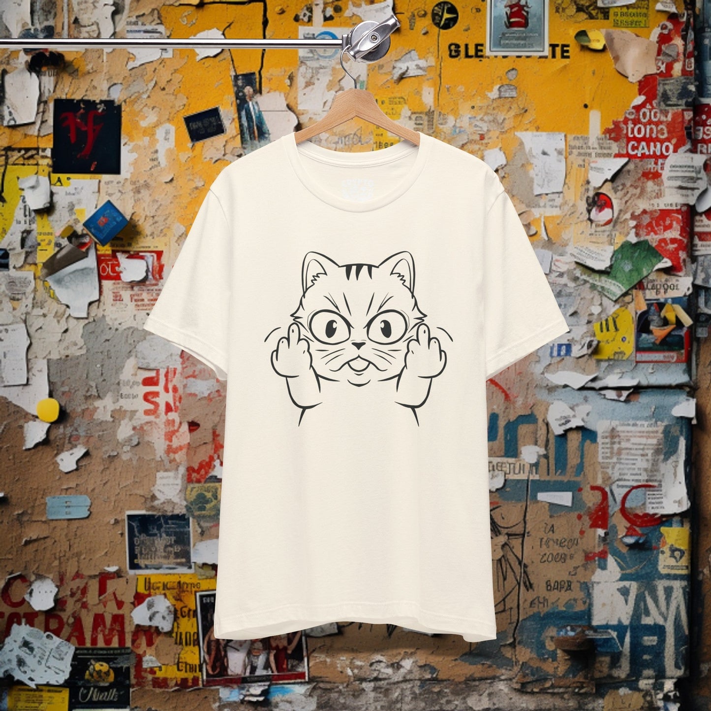 T - Shirt - Cat Middle Finger Flip Off Kitten | Animal | Bella + Canvas Unisex T - shirt from Crypto Zoo Tees