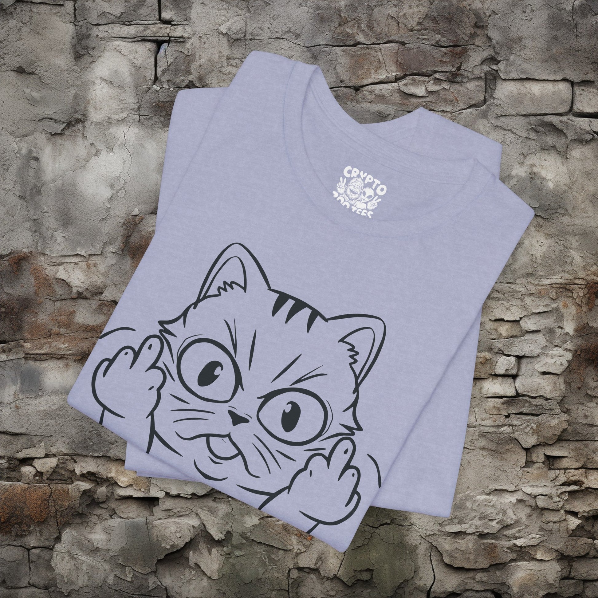 T - Shirt - Cat Middle Finger Flip Off Kitten | Animal | Bella + Canvas Unisex T - shirt from Crypto Zoo Tees