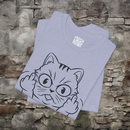 T - Shirt - Cat Middle Finger Flip Off Kitten | Animal | Bella + Canvas Unisex T - shirt from Crypto Zoo Tees