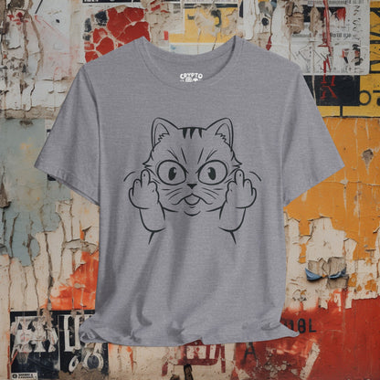 T - Shirt - Cat Middle Finger Flip Off Kitten | Animal | Bella + Canvas Unisex T - shirt from Crypto Zoo Tees