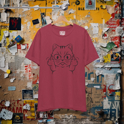 T - Shirt - Cat Middle Finger Flip Off Kitten | Animal | Bella + Canvas Unisex T - shirt from Crypto Zoo Tees