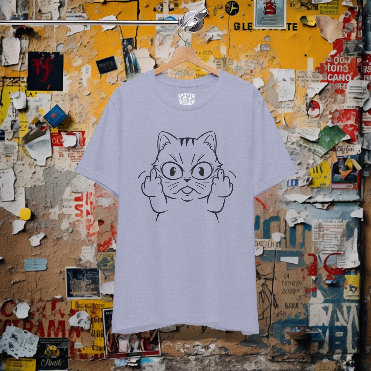 T - Shirt - Cat Middle Finger Flip Off Kitten | Animal | Bella + Canvas Unisex T - shirt from Crypto Zoo Tees