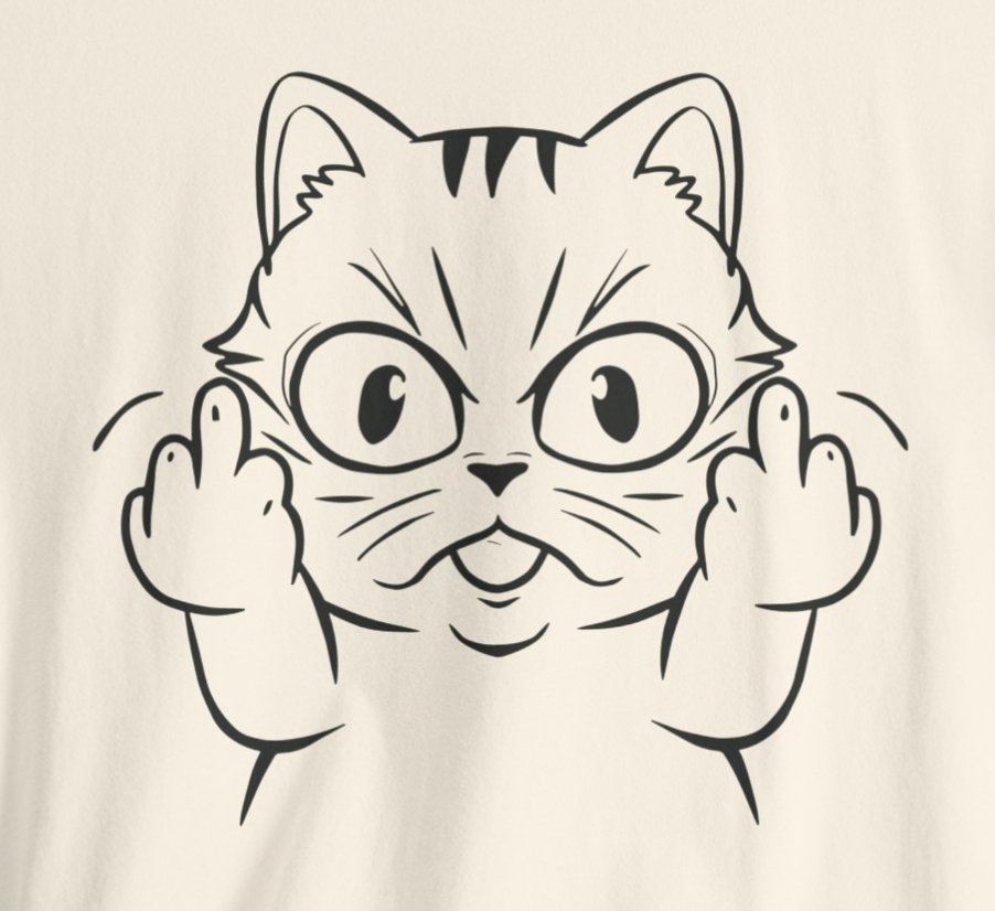 T - Shirt - Cat Middle Finger Flip Off Kitten | Animal | Bella + Canvas Unisex T - shirt from Crypto Zoo Tees