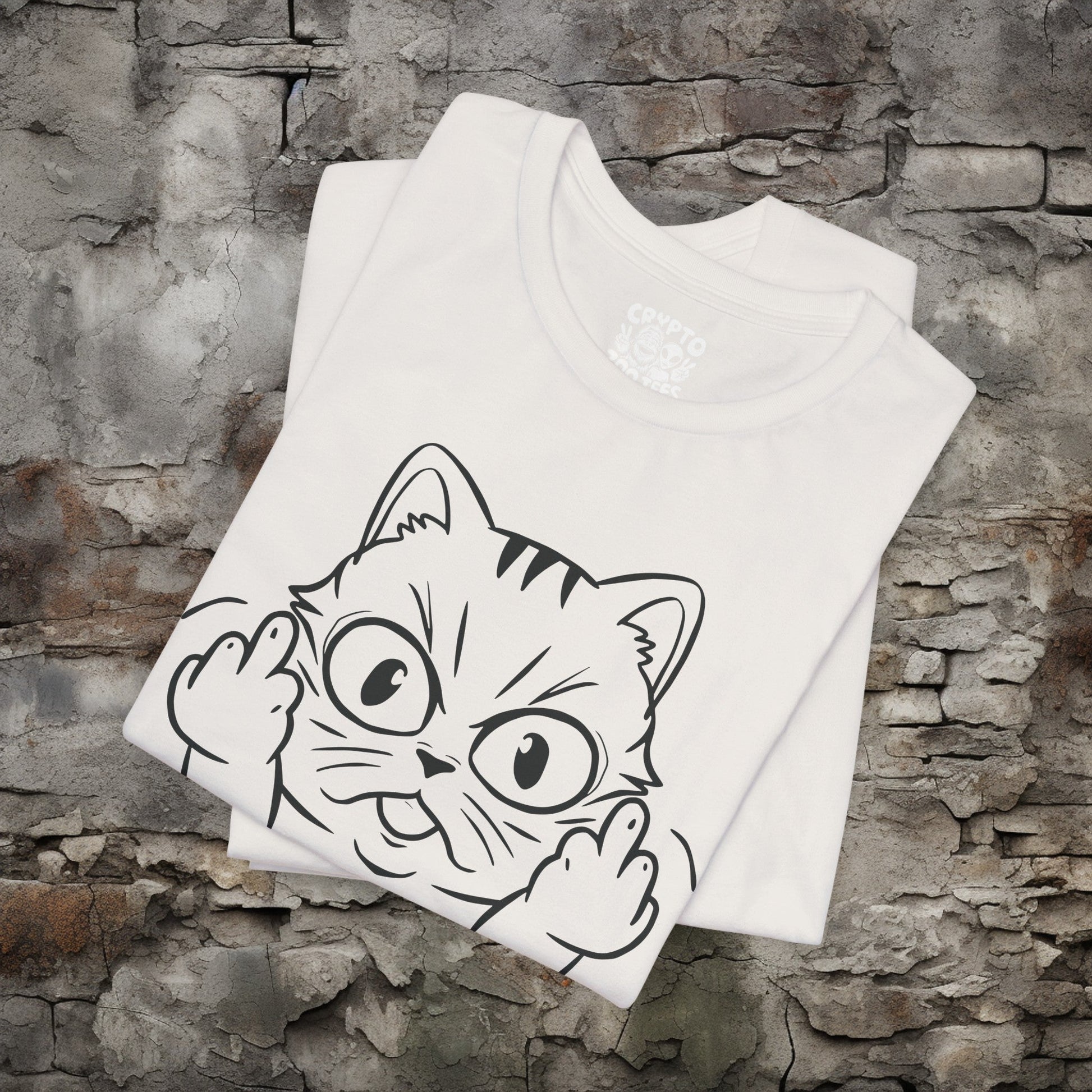 T - Shirt - Cat Middle Finger Flip Off Kitten | Animal | Bella + Canvas Unisex T - shirt from Crypto Zoo Tees