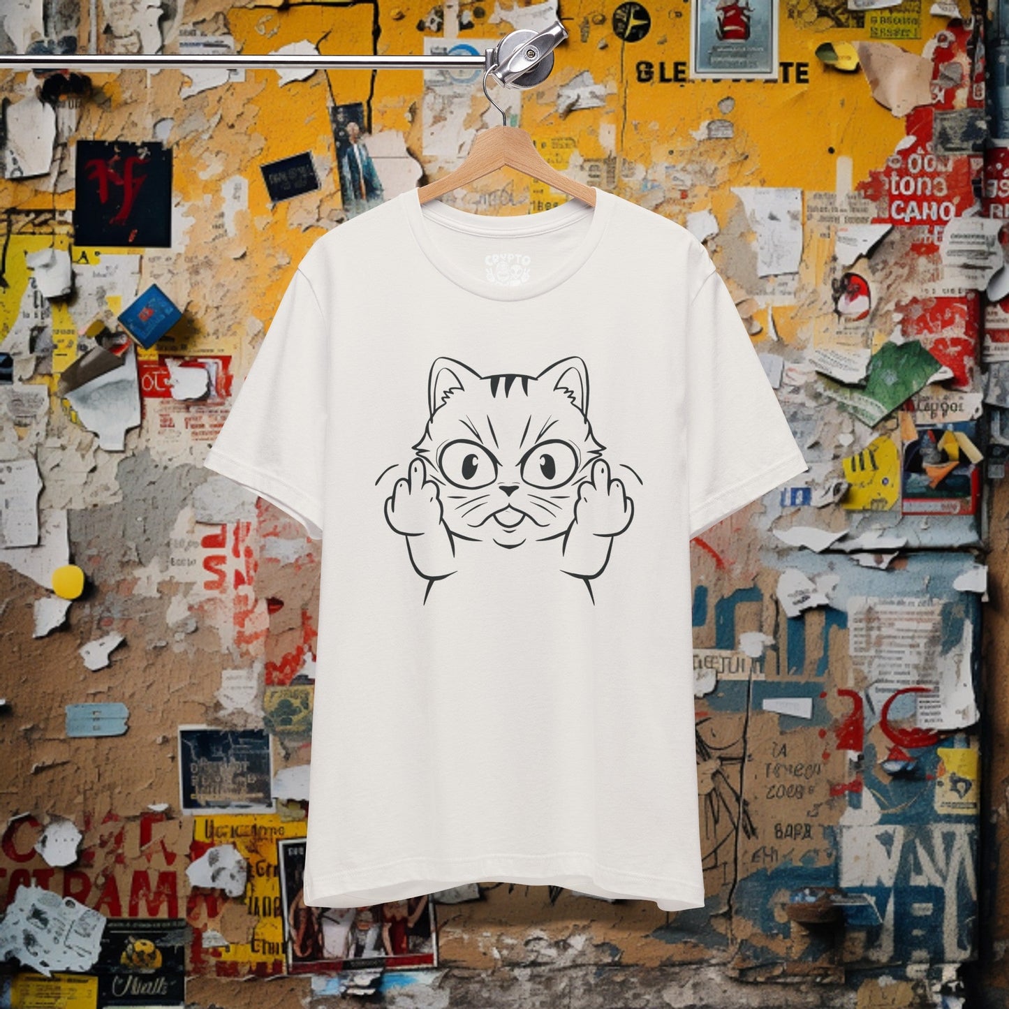 T - Shirt - Cat Middle Finger Flip Off Kitten | Animal | Bella + Canvas Unisex T - shirt from Crypto Zoo Tees