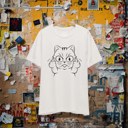 T - Shirt - Cat Middle Finger Flip Off Kitten | Animal | Bella + Canvas Unisex T - shirt from Crypto Zoo Tees