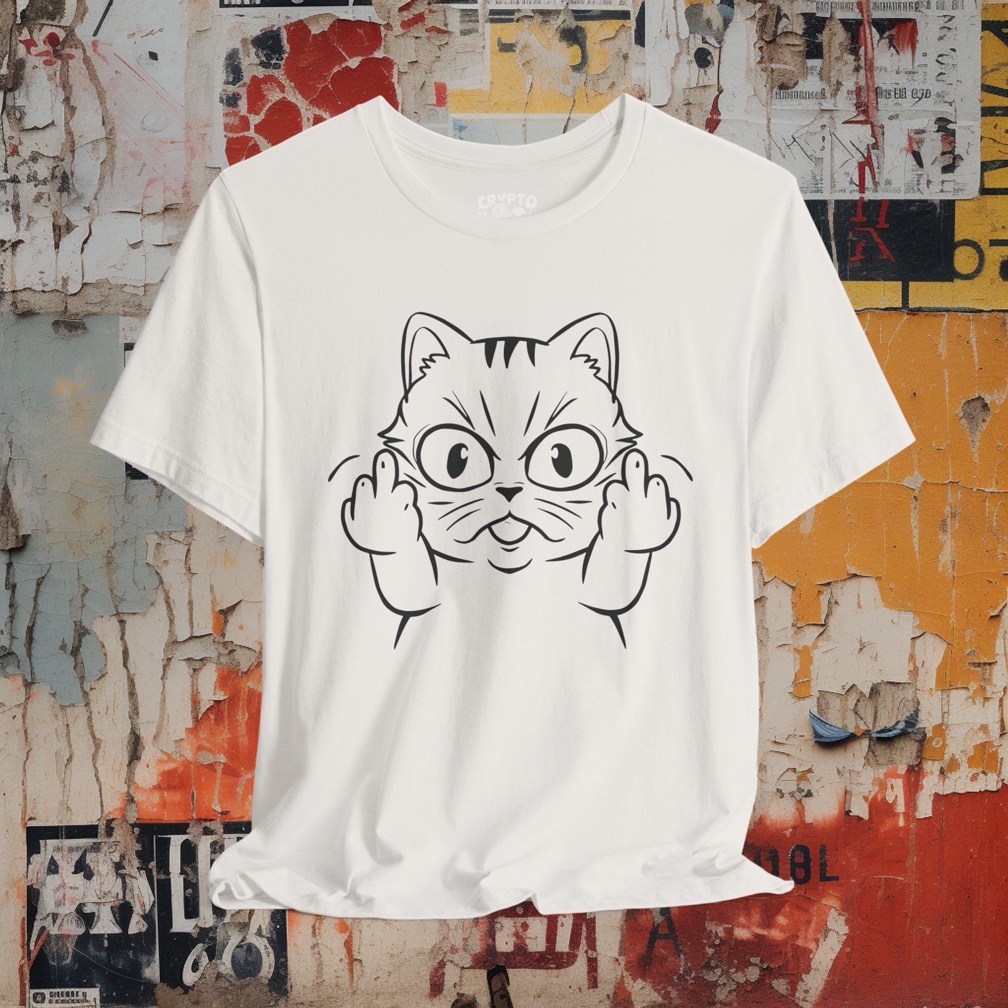 Cat Middle Finger Flip Off Bella Canvas Unisex T shirt Crypto Zoo Tees