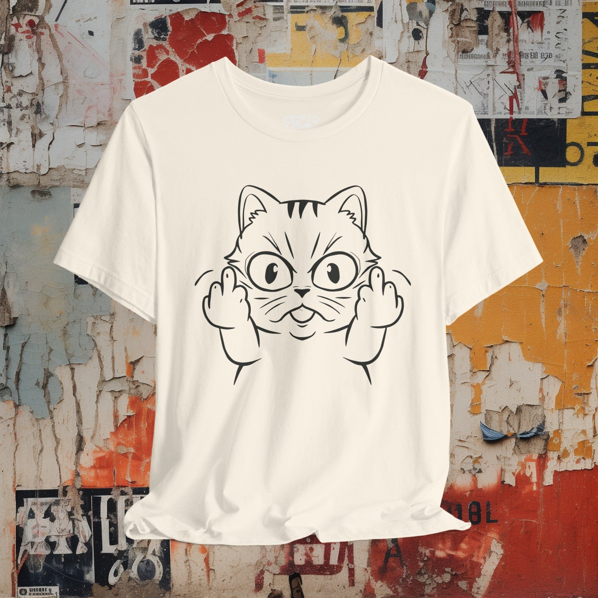 T - Shirt - Cat Middle Finger Flip Off Kitten | Animal | Bella + Canvas Unisex T - shirt from Crypto Zoo Tees