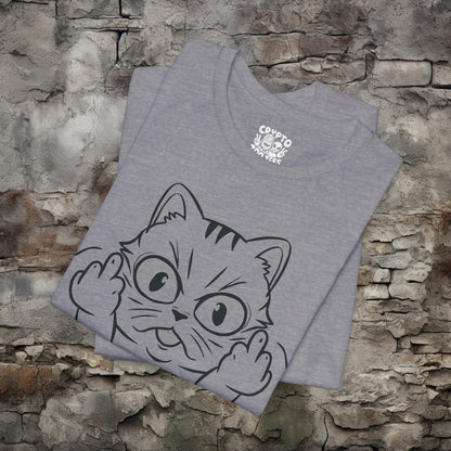 T - Shirt - Cat Middle Finger Flip Off Kitten | Animal | Bella + Canvas Unisex T - shirt from Crypto Zoo Tees