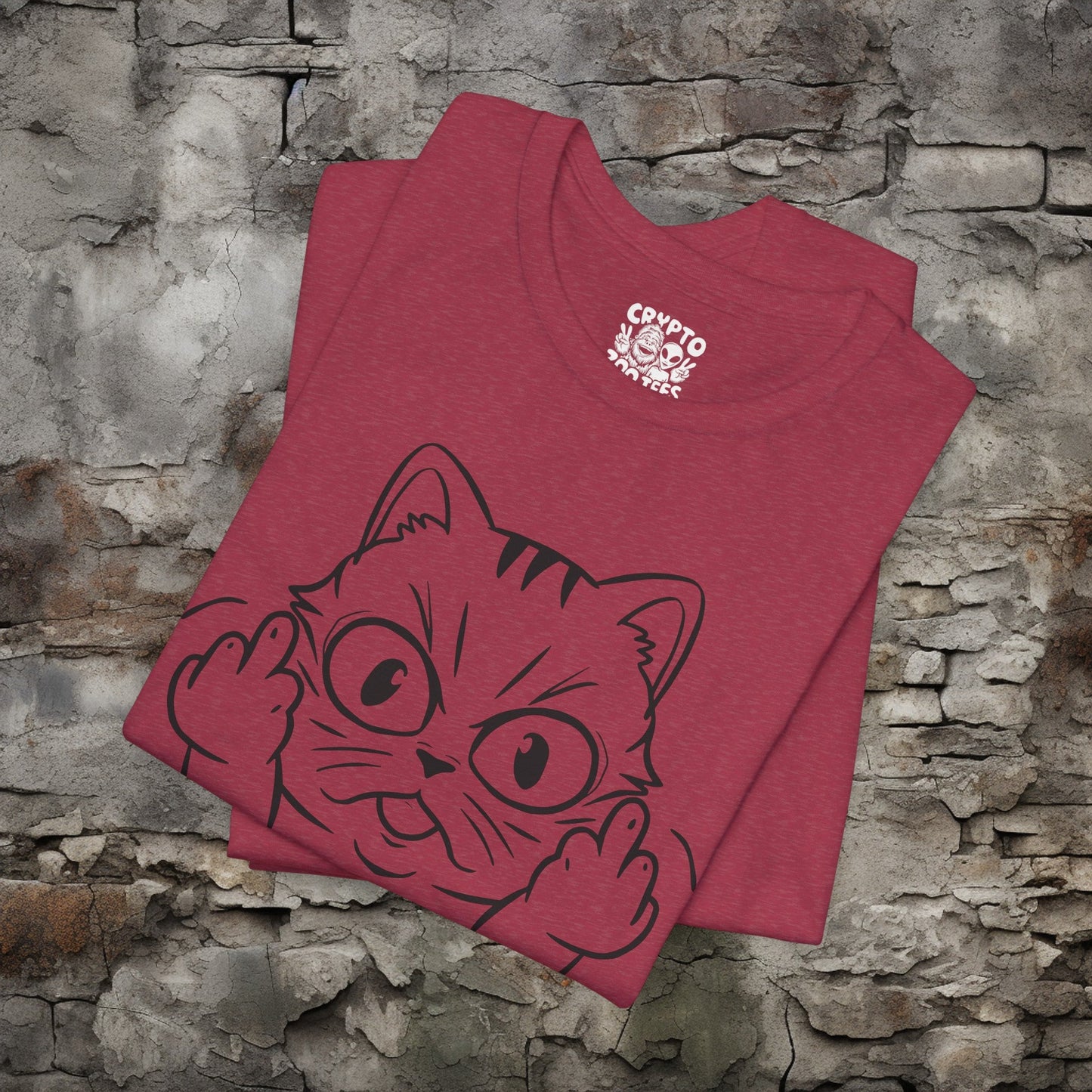 T - Shirt - Cat Middle Finger Flip Off Kitten | Animal | Bella + Canvas Unisex T - shirt from Crypto Zoo Tees