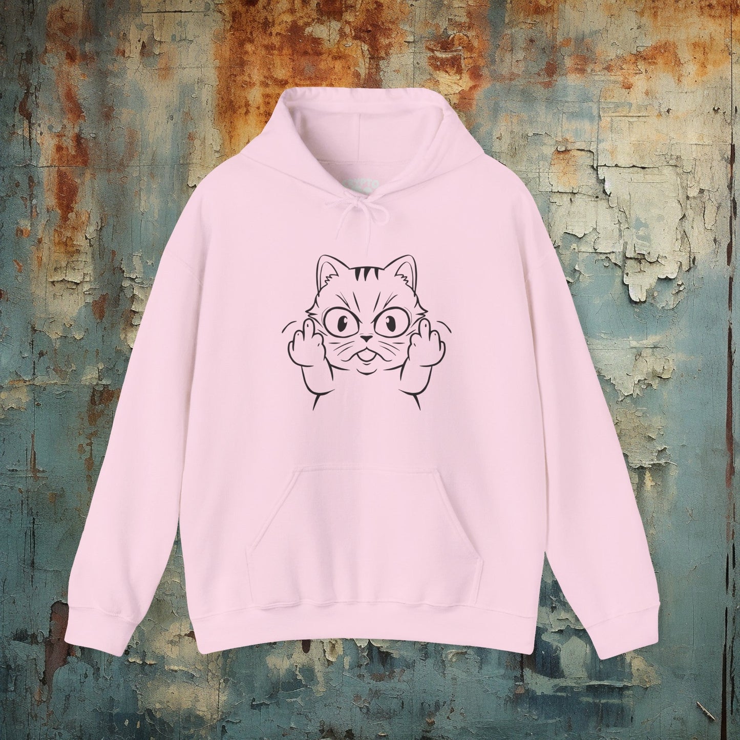 Hoodie - Cat Middle Finger Flip Off Kitten | Animal | Hoodie | Hooded Sweatshirt from Crypto Zoo Tees