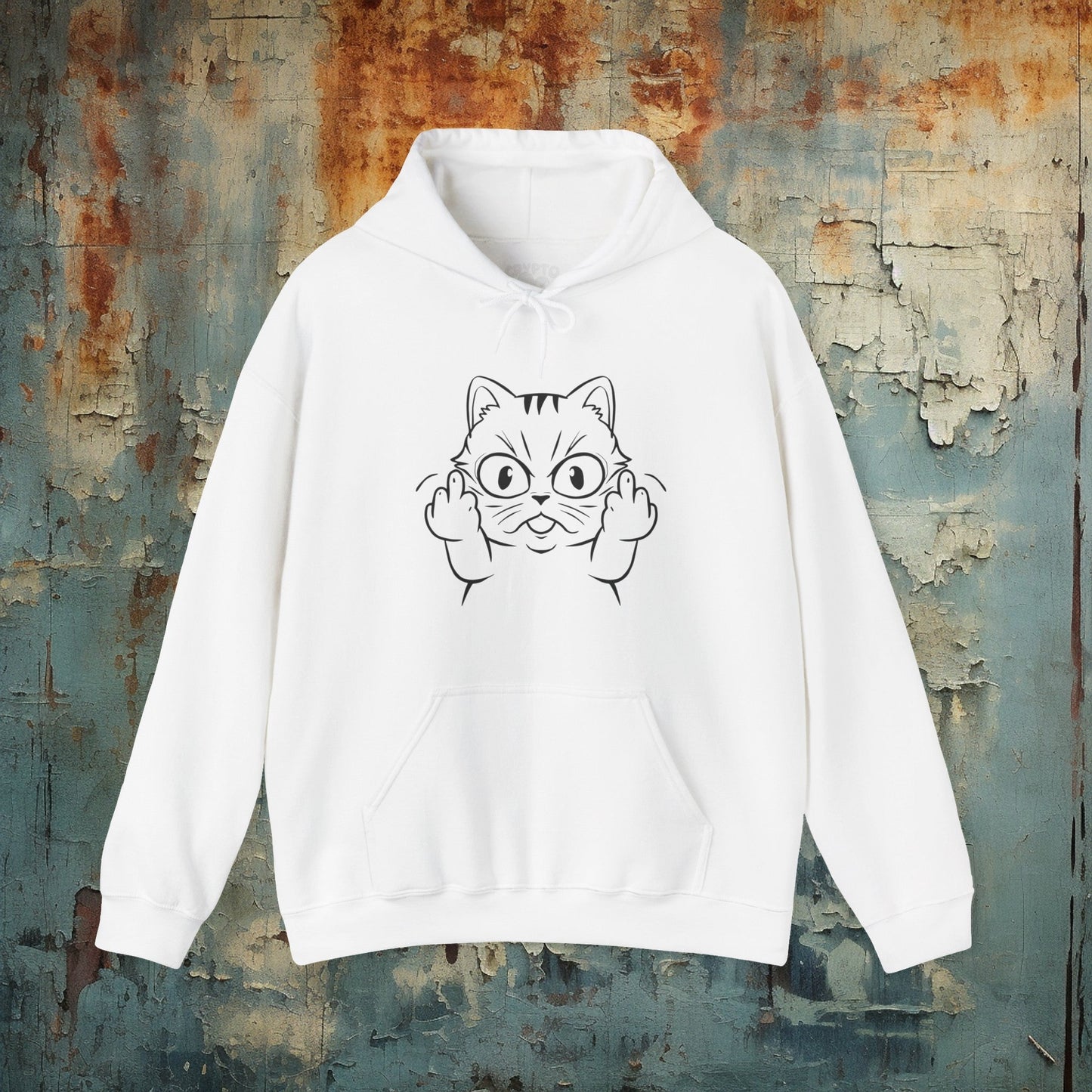 Hoodie - Cat Middle Finger Flip Off Kitten | Animal | Hoodie | Hooded Sweatshirt from Crypto Zoo Tees