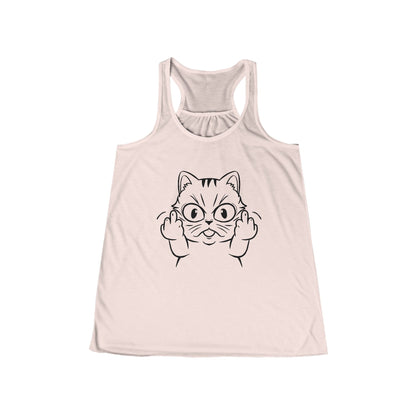 Tank Top - Cat Middle Finger Flip Off Kitten | Animal | Ladies Racerback Tank Top from Crypto Zoo Tees