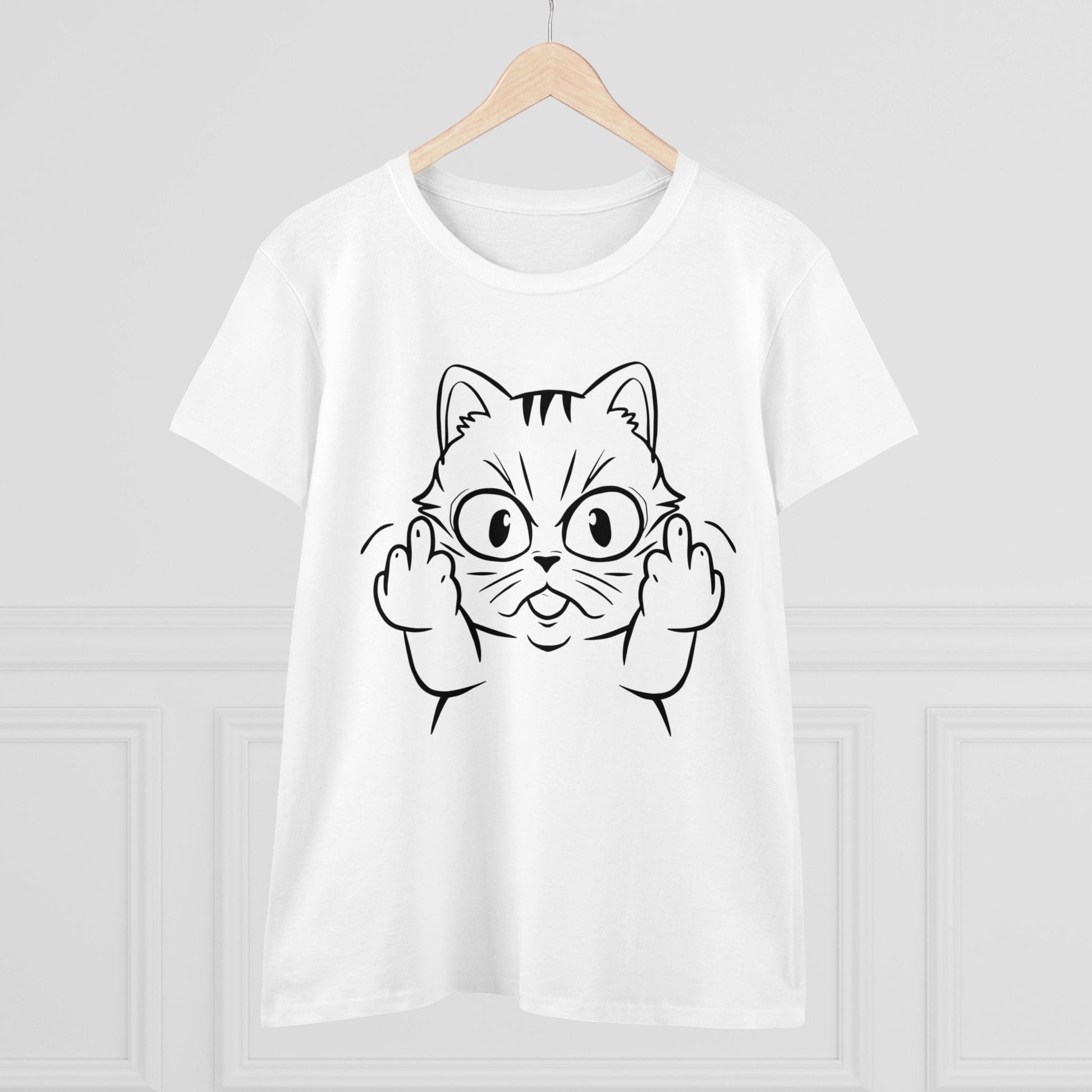 T - Shirt - Cat Middle Finger Flip Off Kitten | Animal | Women's T - Shirt | Cotton Tee from Crypto Zoo Tees