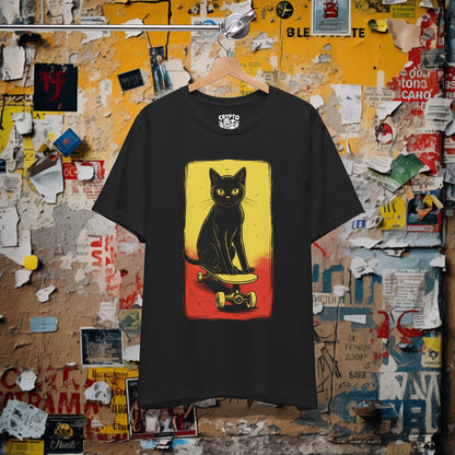 T-Shirt - Cat on Skateboard Tee | Unisex T-shirt | Cats, Skating | Funny, Retro from Crypto Zoo Tees