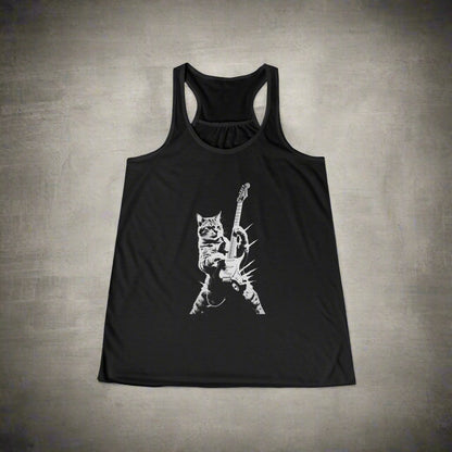 Tank Top - Cat Playing Guitar | Ladies Racerback Tank Top from Crypto Zoo Tees