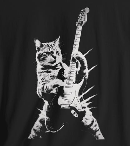 T - Shirt - Cat Playing Guitar | Music | Bella + Canvas Unisex T - shirt from Crypto Zoo Tees