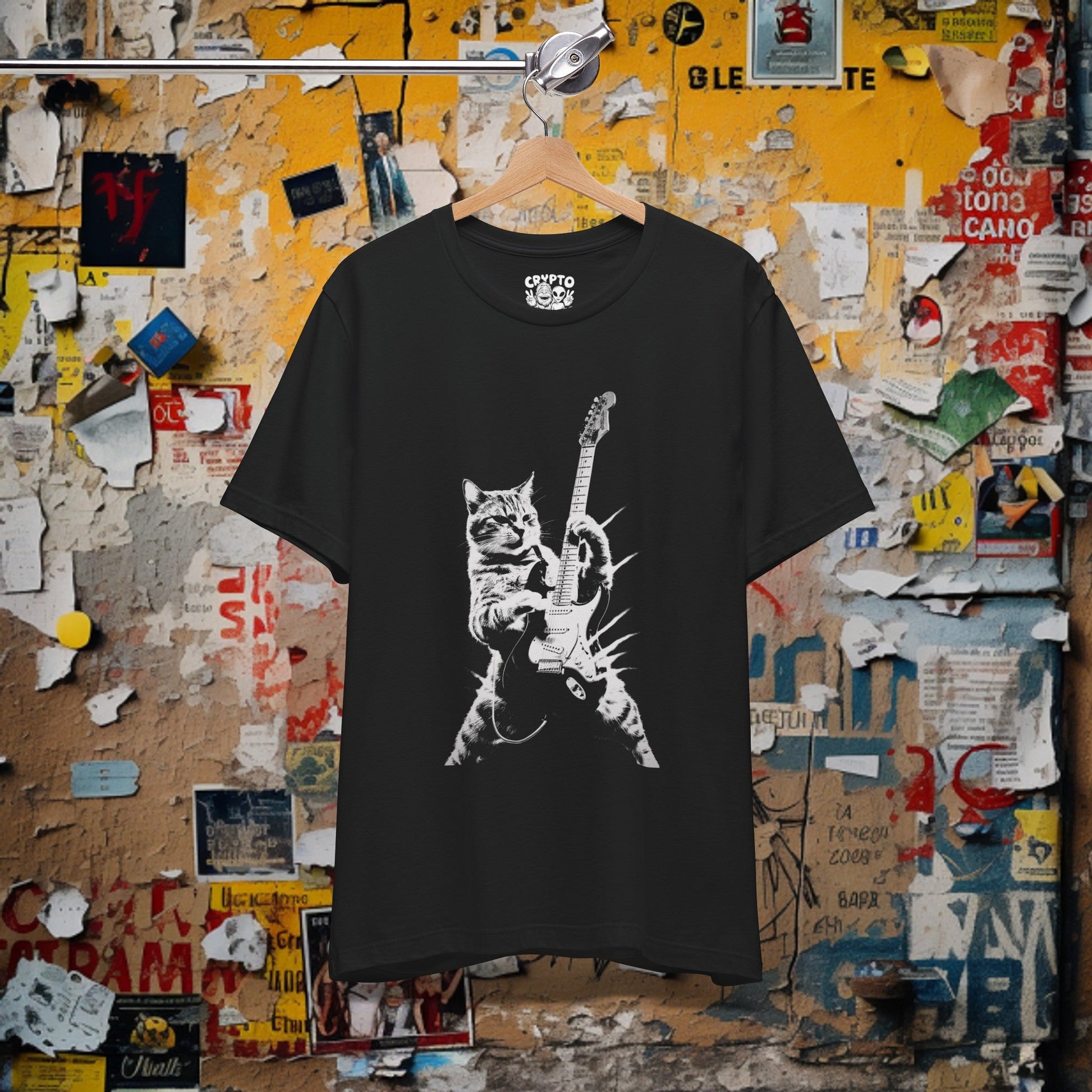 T - Shirt - Cat Playing Guitar | Music | Bella + Canvas Unisex T - shirt from Crypto Zoo Tees