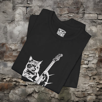 T - Shirt - Cat Playing Guitar | Music | Bella + Canvas Unisex T - shirt from Crypto Zoo Tees