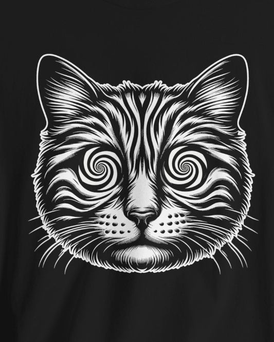 T-Shirt - Cat with Spiral Eyes Shirt | Hypnotized Trippy Tee | Bella + Canvas Unisex T-shirt from Crypto Zoo Tees