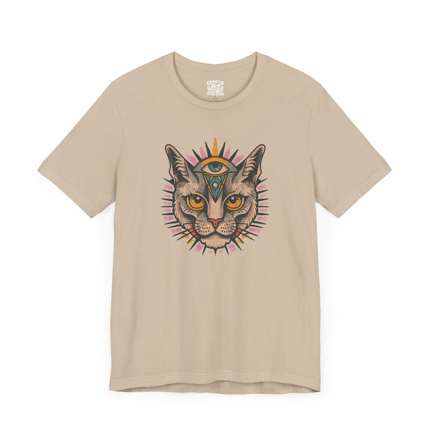 T-Shirt - Cat with Third Eye Tee | Unisex T-shirt | Spiritual, Cats | Psychedelic, Multicolor from Crypto Zoo Tees