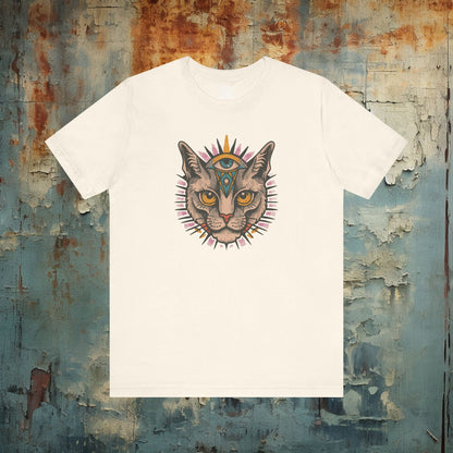 T-Shirt - Cat with Third Eye Tee | Unisex T-shirt | Spiritual, Cats | Psychedelic, Multicolor from Crypto Zoo Tees