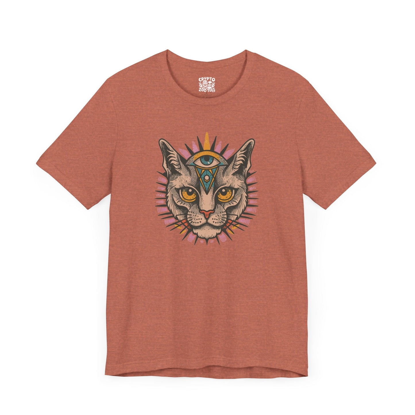 T-Shirt - Cat with Third Eye Tee | Unisex T-shirt | Spiritual, Cats | Psychedelic, Multicolor from Crypto Zoo Tees