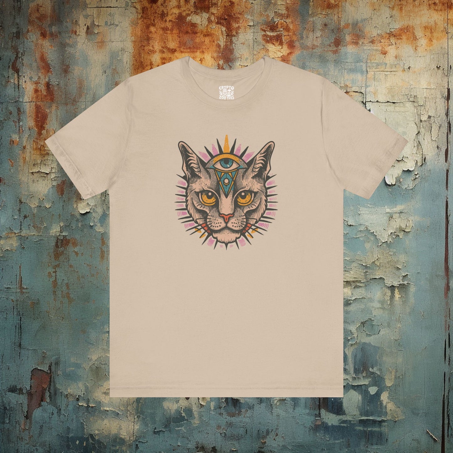 T-Shirt - Cat with Third Eye Tee | Unisex T-shirt | Spiritual, Cats | Psychedelic, Multicolor from Crypto Zoo Tees