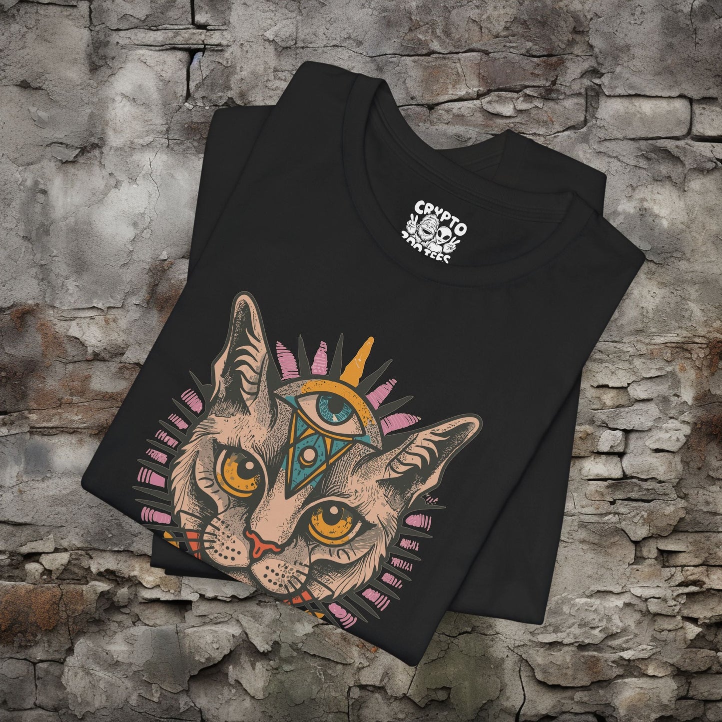 T-Shirt - Cat with Third Eye Tee | Unisex T-shirt | Spiritual, Cats | Psychedelic, Multicolor from Crypto Zoo Tees