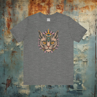 T-Shirt - Cat with Third Eye Tee | Unisex T-shirt | Spiritual, Cats | Psychedelic, Multicolor from Crypto Zoo Tees