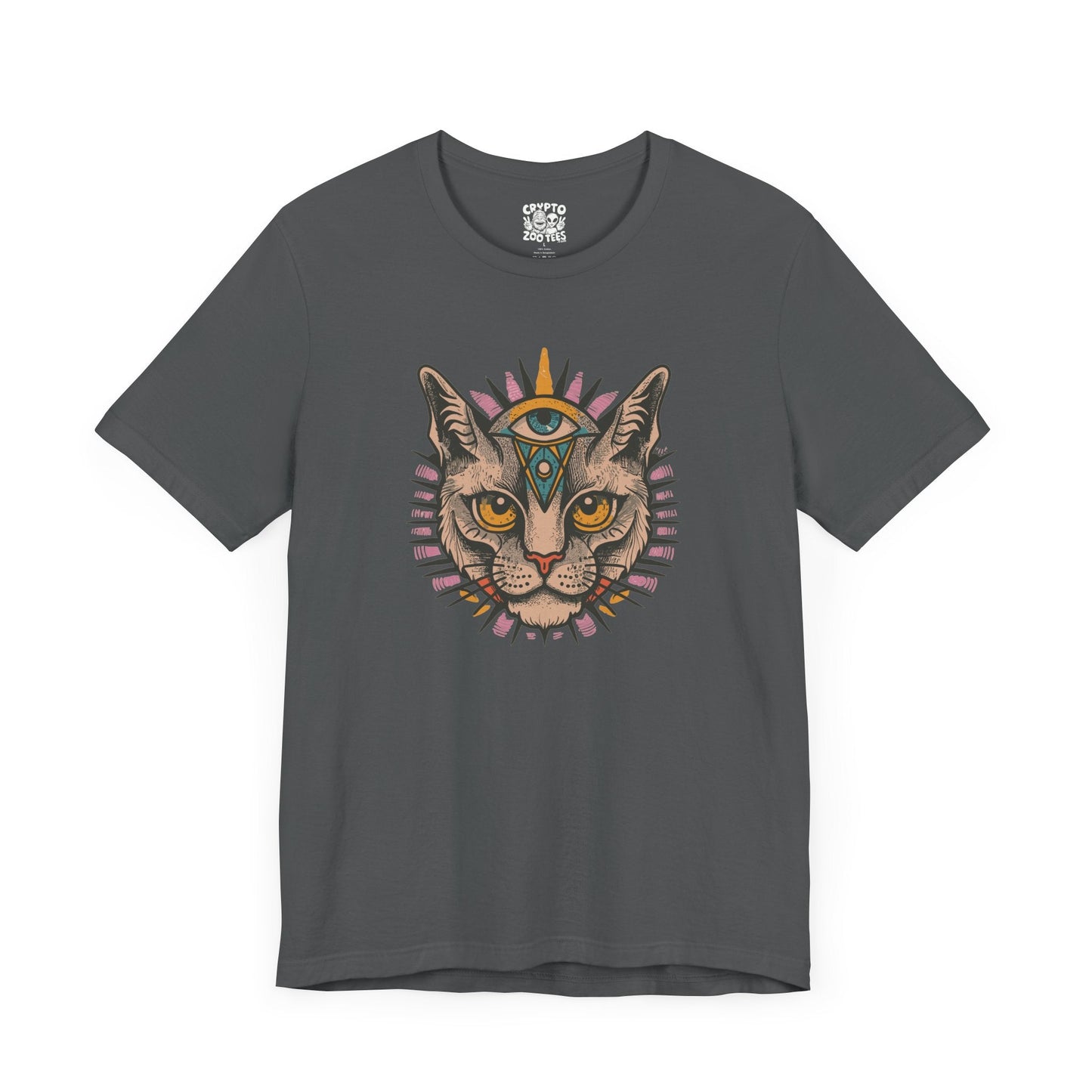 T-Shirt - Cat with Third Eye Tee | Unisex T-shirt | Spiritual, Cats | Psychedelic, Multicolor from Crypto Zoo Tees