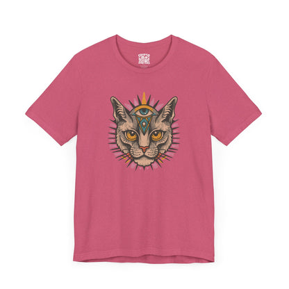 T-Shirt - Cat with Third Eye Tee | Unisex T-shirt | Spiritual, Cats | Psychedelic, Multicolor from Crypto Zoo Tees