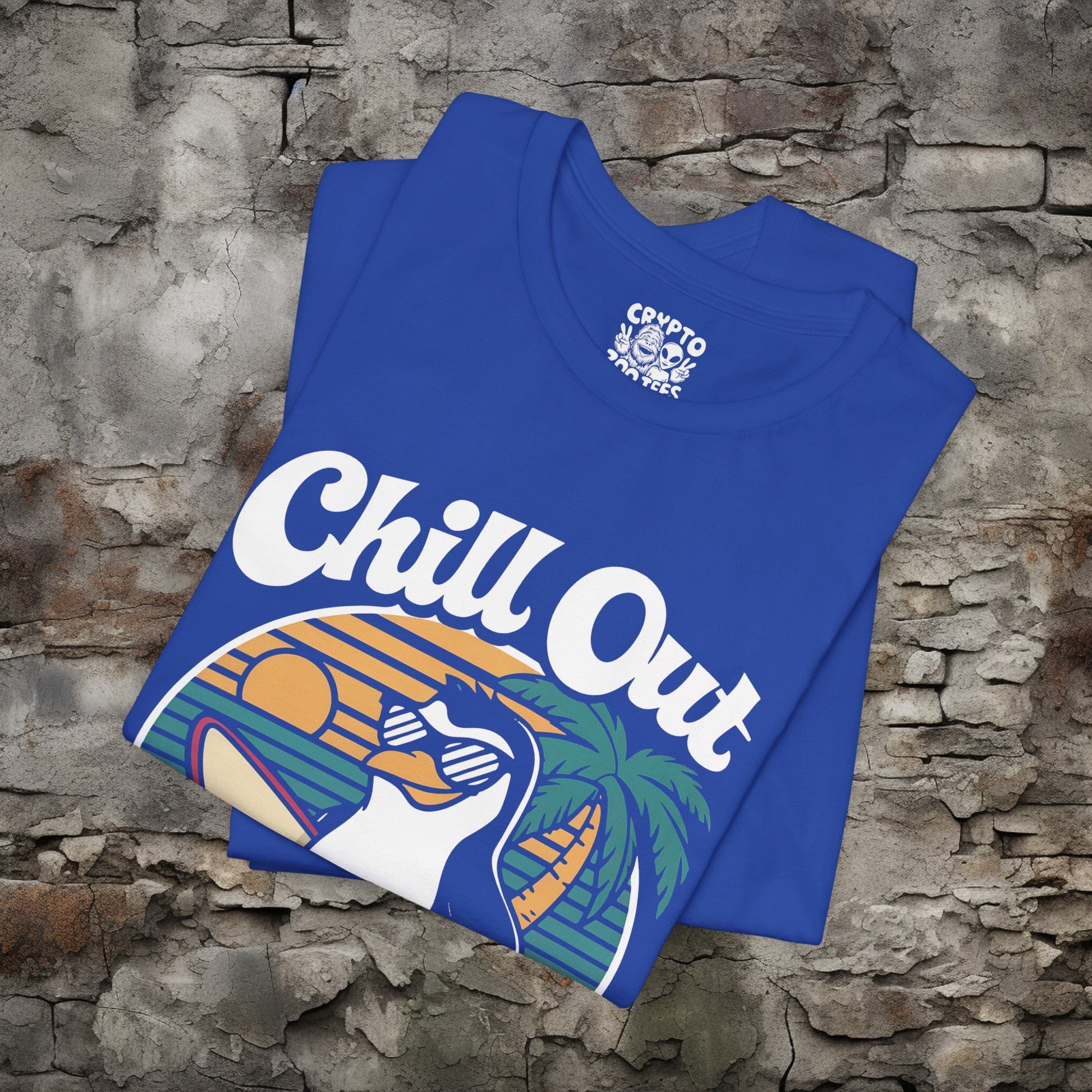 T-Shirt - Chill Out Bro Funny Penguin Surfing T-shirt | Bella + Canvas Unisex T-shirt from Crypto Zoo Tees