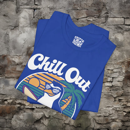 T-Shirt - Chill Out Bro Funny Penguin Surfing T-shirt | Bella + Canvas Unisex T-shirt from Crypto Zoo Tees