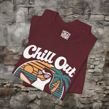 T-Shirt - Chill Out Bro Funny Penguin Surfing T-shirt | Bella + Canvas Unisex T-shirt from Crypto Zoo Tees