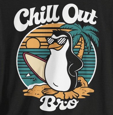 T-Shirt - Chill Out Bro Funny Penguin Surfing T-shirt | Bella + Canvas Unisex T-shirt from Crypto Zoo Tees