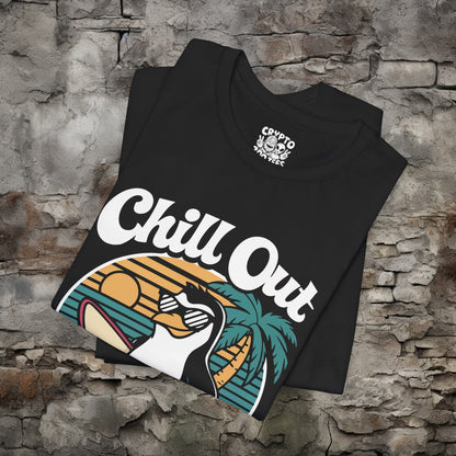 T-Shirt - Chill Out Bro Funny Penguin Surfing T-shirt | Bella + Canvas Unisex T-shirt from Crypto Zoo Tees