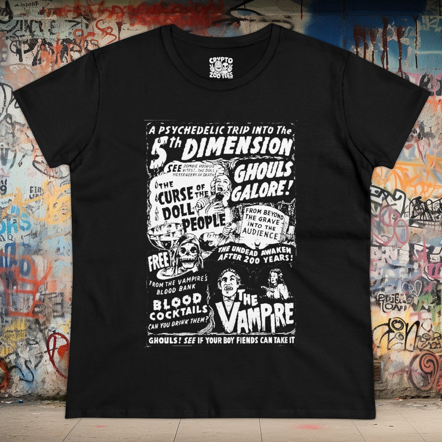 T-Shirt - Classic Horror | Curse of the Doll People | The Vampire | Women's T-Shirt | Cotton Tee from Crypto Zoo Tees