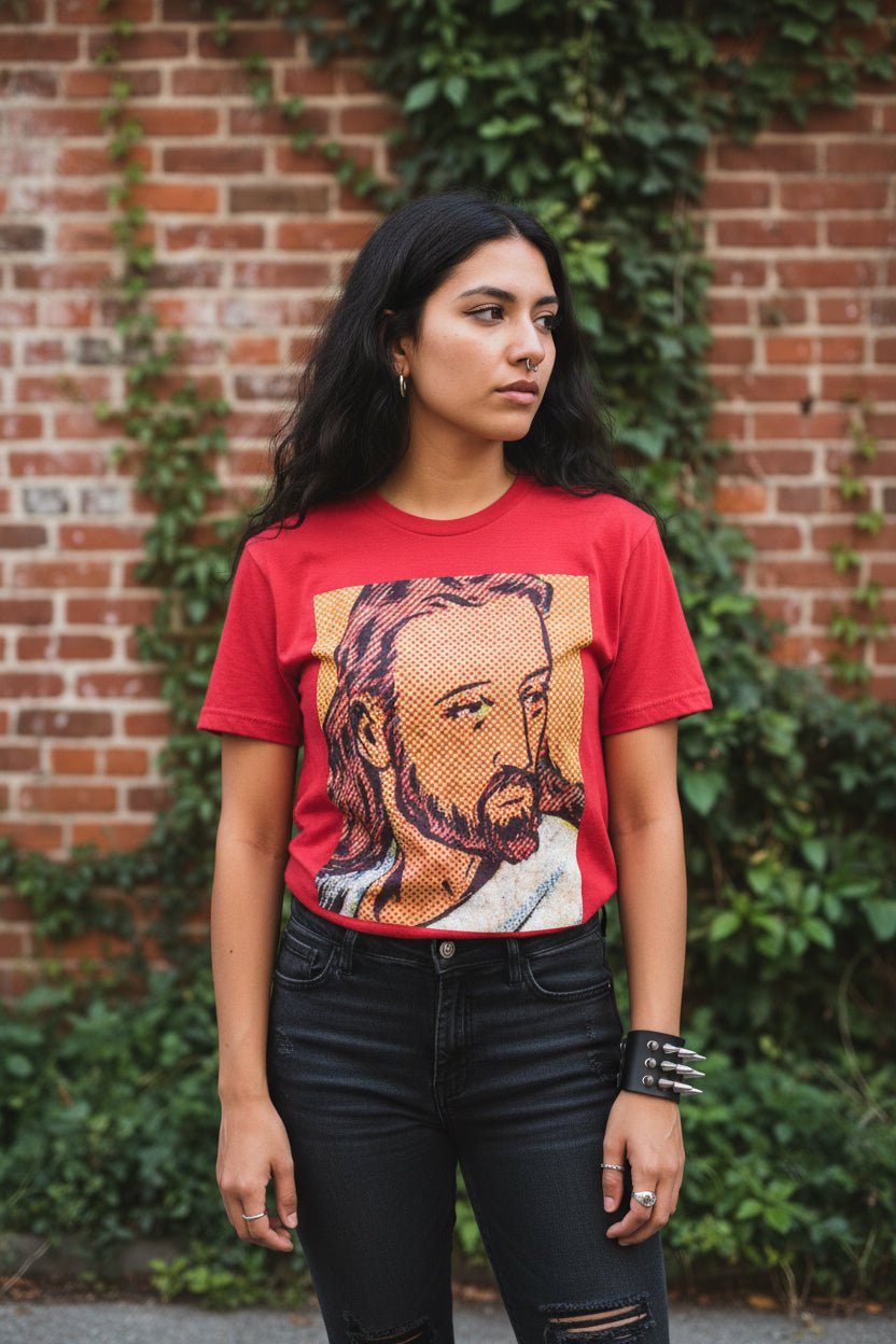 T-Shirt - Comic Jesus Shirt | Unisex Heavy Cotton - Gildan 5000 | Spiritual, Retro & Vintage, Art & Artists | Punk from Crypto Zoo Tees