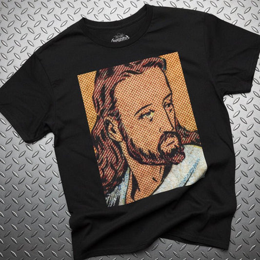 T-Shirt - Comic Jesus Shirt | Unisex Heavy Cotton - Gildan 5000 | Spiritual, Retro & Vintage, Art & Artists | Punk from Crypto Zoo Tees
