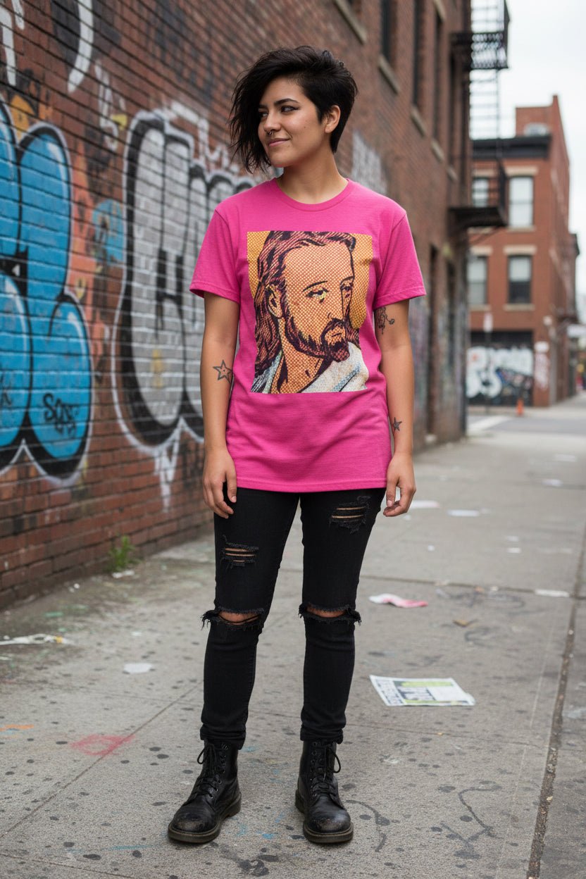 T-Shirt - Comic Jesus Shirt | Unisex Heavy Cotton - Gildan 5000 | Spiritual, Retro & Vintage, Art & Artists | Punk from Crypto Zoo Tees