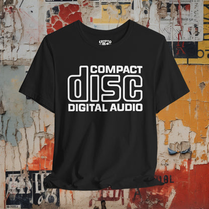 T-Shirt - Compact Disc Digital Audio Logo Tee | Bella + Canvas Unisex T-shirt from Crypto Zoo Tees