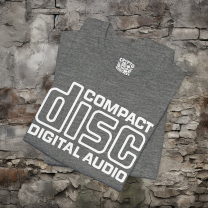 T-Shirt - Compact Disc Digital Audio Logo Tee | Bella + Canvas Unisex T-shirt from Crypto Zoo Tees