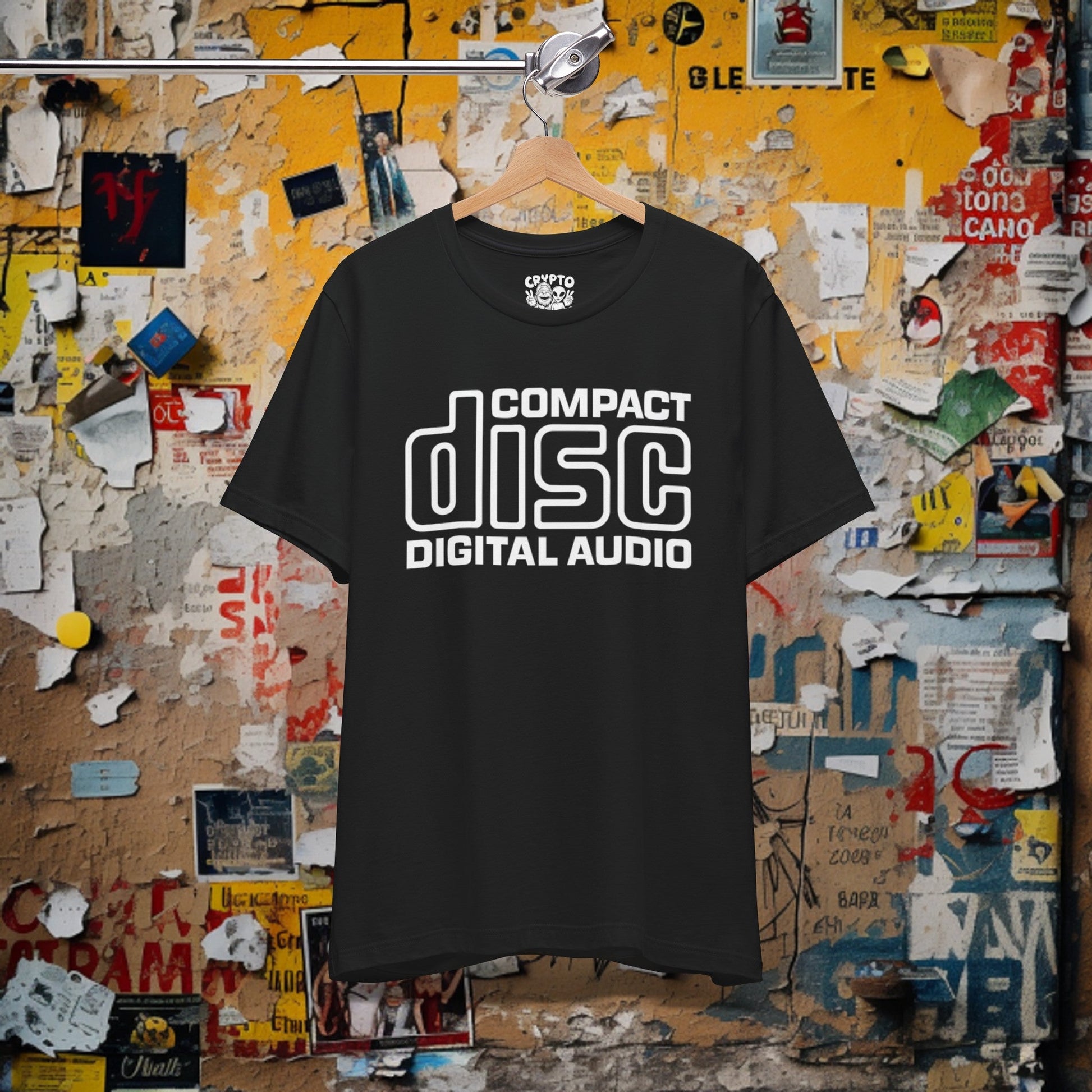 T-Shirt - Compact Disc Digital Audio Logo Tee | Bella + Canvas Unisex T-shirt from Crypto Zoo Tees