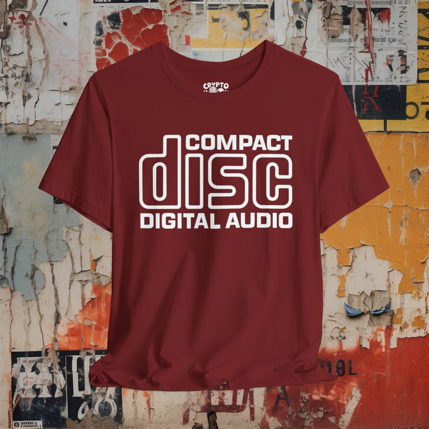 T-Shirt - Compact Disc Digital Audio Logo Tee | Bella + Canvas Unisex T-shirt from Crypto Zoo Tees