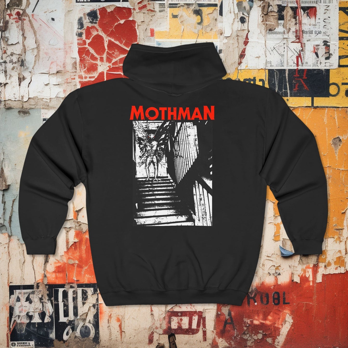 Hoodie - Copy of MOTHMAN BRIDGE Full Zip Hooded Sweatshirt from Crypto Zoo Tees