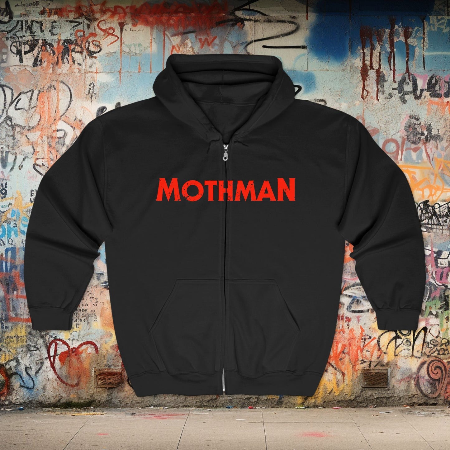 Hoodie - Copy of MOTHMAN BRIDGE Full Zip Hooded Sweatshirt from Crypto Zoo Tees