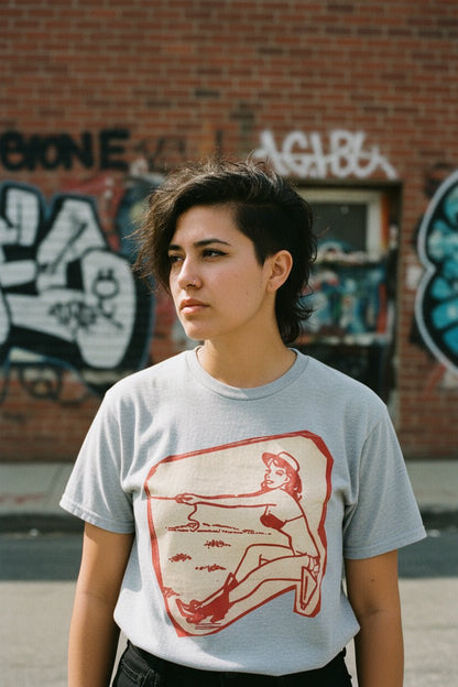 T-Shirt - Cowgirl Pinup Shirt | Unisex Heavy Cotton - Gildan 5000 | Retro & Vintage, Art & Artists | Rockabilly from Crypto Zoo Tees